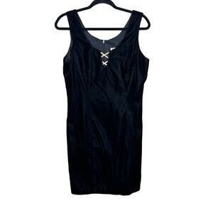 Rampage VTG Black Velvet Sleeveless Rhinestone Dress Party Holidays New Year 11